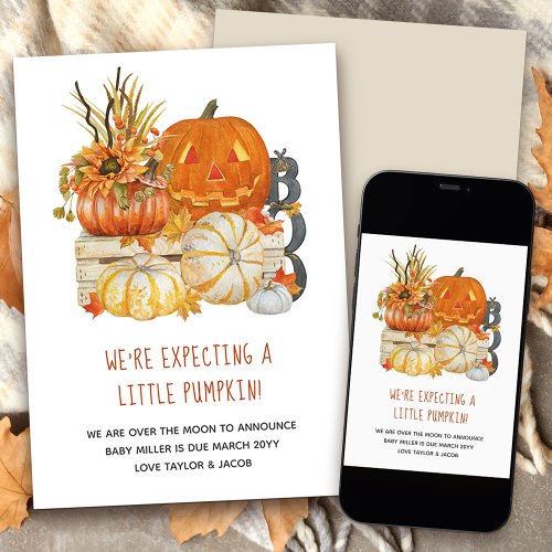 Expecting a Little Pumpkin Rustic Halloween Announcement