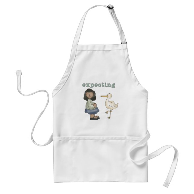 Expecting - African American Mom to Be and Stork Adult Apron (Front)