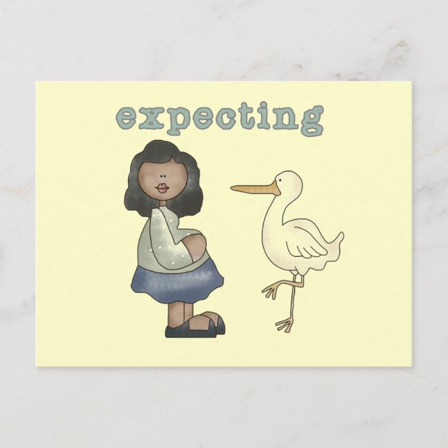 Expecting - African American Mom to Be and Stork Postcard (Front)