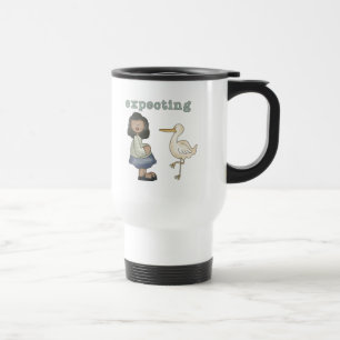 Expecting - African American Mom to Be and Stork Travel Mug
