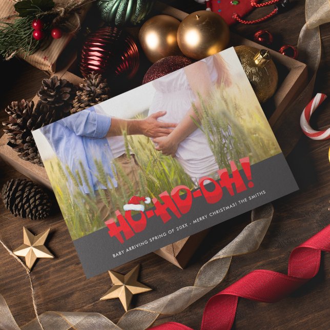 Expecting Baby Couple Photo Christmas Ho Ho Oh  Holiday Card (Creator Uploaded)