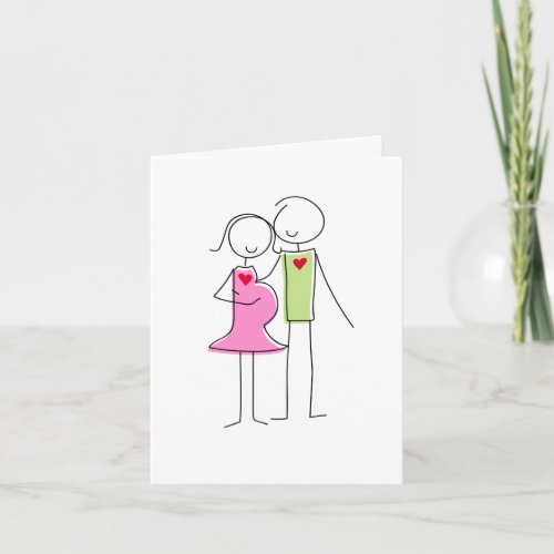 Expecting Couple Greeting Card Blue and Green Card