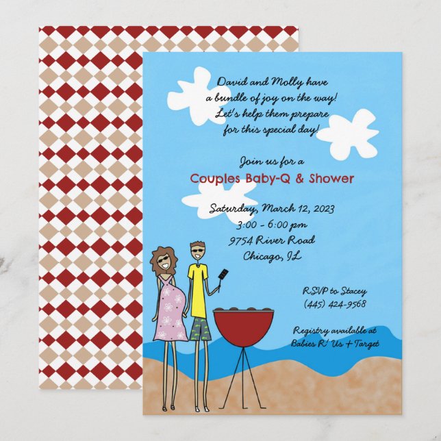 Expecting Couple Grilling Invitations Baby Shower (Front/Back)