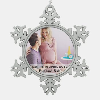 Expecting Couple Snowflake Pewter Christmas Ornament by SunflowerDesigns at Zazzle