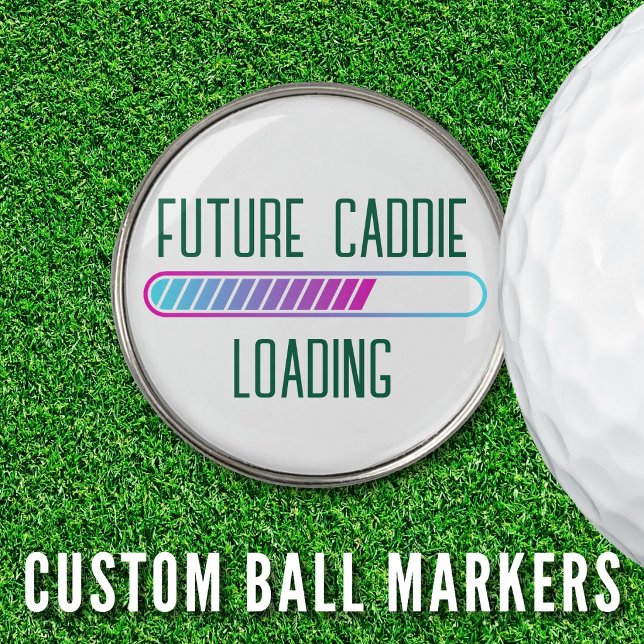 Expecting Dad Baby Shower Future Caddie Loading Golf Ball Marker (Custom Golf Gifts From Play A Round Find Out! Baby Reveal Future Caddie Ball Marker Design)