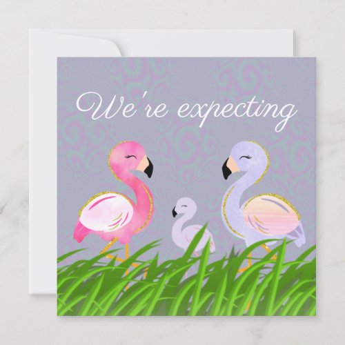 Expecting Flamingo Purple Pregnancy Announcement