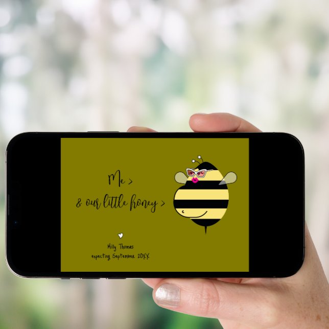 Expecting Mom Bee w/Glasses Pregnancy Announcement (Front Digital)