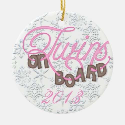 Expecting Mommy Twins On Board Christmas Ornament
