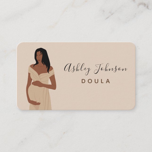 Expecting Mother Pregnant Lady Silhouette Midwife  Business Card (Front)