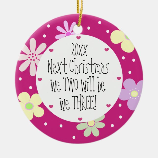 Expecting Our 1st Baby and It's a Girl-Christmas Ceramic Ornament (Front)