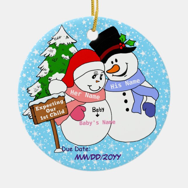 Expecting Our 1st Child Ceramic Ornament (Front)