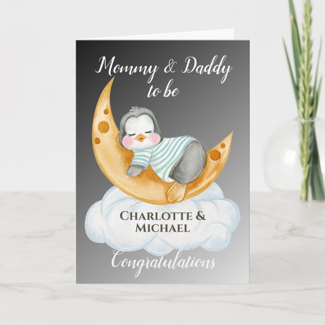 Expecting Parents Mommy & Daddy to be White Card (Front)
