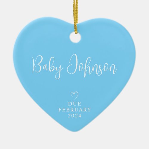 Expecting Parents Photo Baby Boy Due 2024 Ceramic Ornament