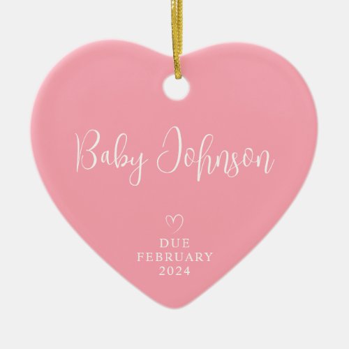 Expecting Parents Photo Baby Girl Due 2024 Ceramic Ornament