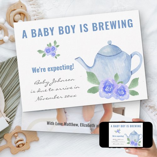 Expecting Photo Baby Boy is Brewing Pregnancy Announcement
