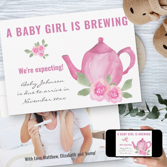 Expecting Photo Baby Girl is Brewing Pregnancy Announcement (Creator Uploaded)