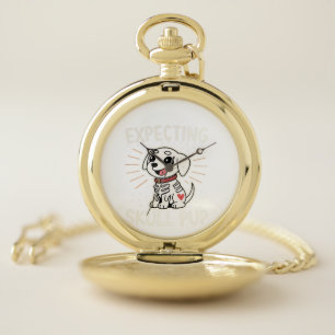 Expecting Skull Pup Halloween Pocket Watch
