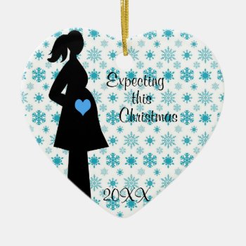 Expecting This Christmas Pregnancy Heart Ornament by BellaMommyDesigns at Zazzle