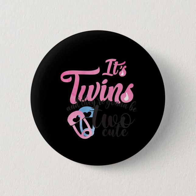 Expecting Twin Babies Mom I Two Cute Blessings In  Button (Front)