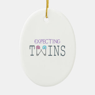 EXPECTING TWINS CERAMIC ORNAMENT