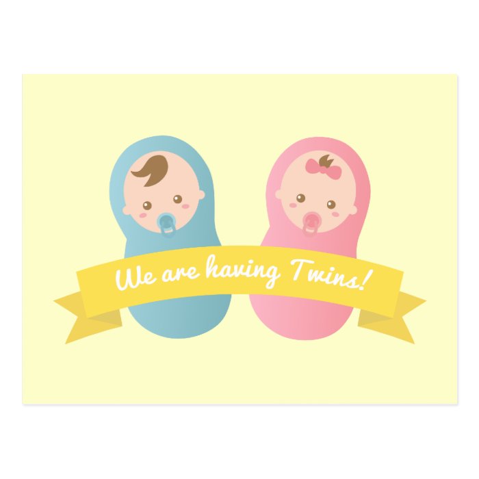 Expecting Twins   Cute baby boy and girl Post Cards