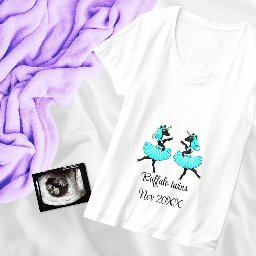 Expecting Twins unicorn maternity shirt