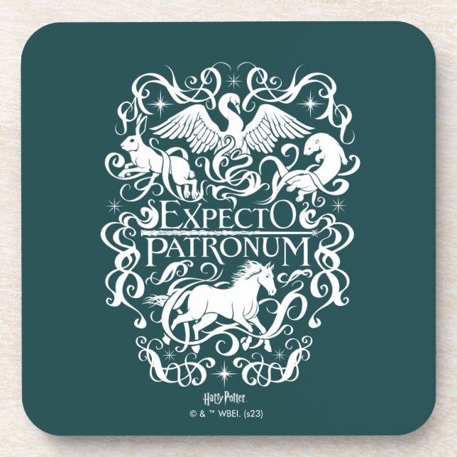 Expecto Patronum Filigree Graphic Beverage Coaster (Front)