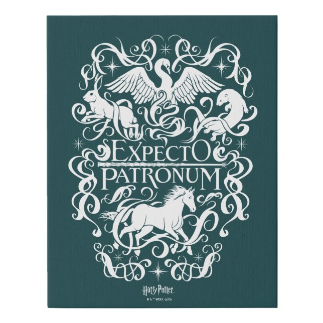 Expecto Patronum Filigree Graphic Faux Canvas Print (Front)