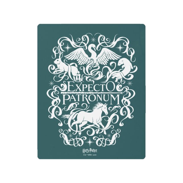 Expecto Patronum Filigree Graphic Metal Print (Front)