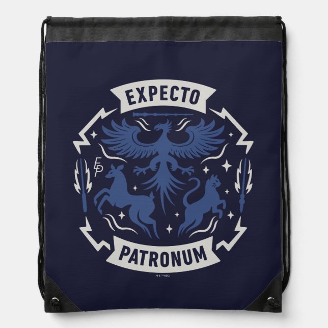 Expecto Patronum Vintage Silhouette Graphic Drawstring Bag (Front)