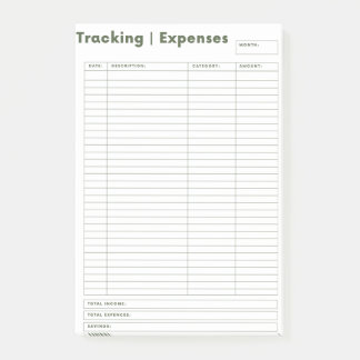 Expense and Income Budget Tracking  Post it Notes