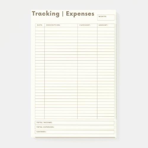Expense Tracking Post it Notes