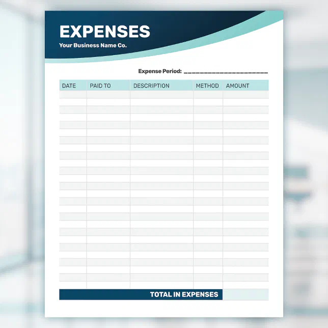 Expenses Tracking Log Business Form Notepad | Zazzle