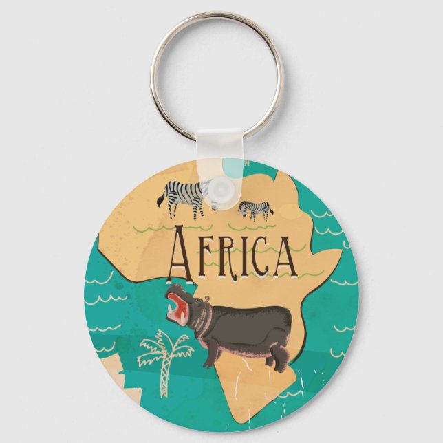 Experience Africa Vintage Travel Poster Keychain (Front)