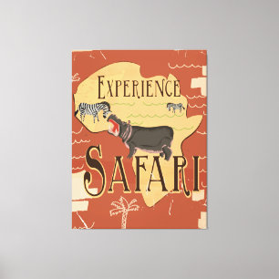 Experience African Safari Vintage Travel Poster Canvas Print