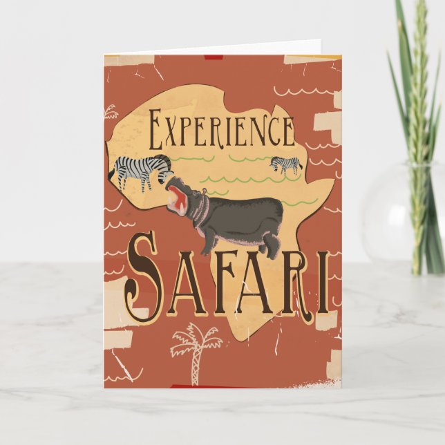 Experience African Safari Vintage Travel Poster Holiday Card (Front)