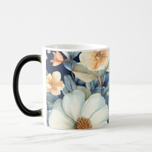 Experience the beauty of hand_painted flowers magic mug