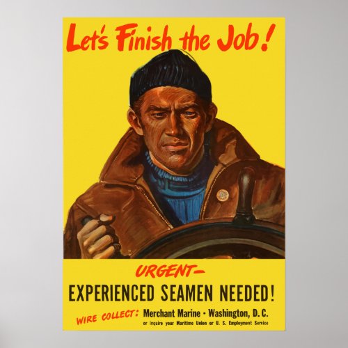 Experienced Seamen Needed __ Merchant Marine Poster