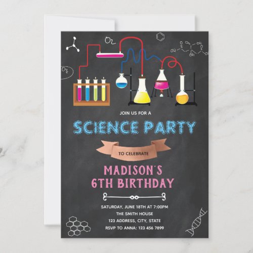 Experiment MAD SCIENCE BIRTHDAY INVITATION