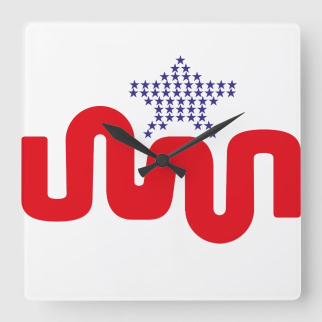 EXPERIMENTAL LOVE USA FLAG STARS BY MASANSER SQUARE WALL CLOCK (Front)