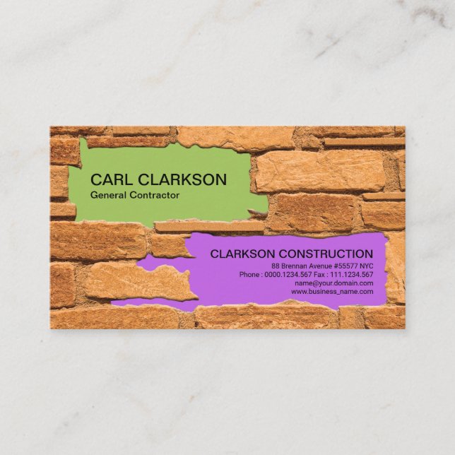 Expert Brick Masonry Works Plastering Wall Business Card (Front)