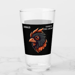 Expert in Fowl Language, Rooster's Head. Editable Glass
