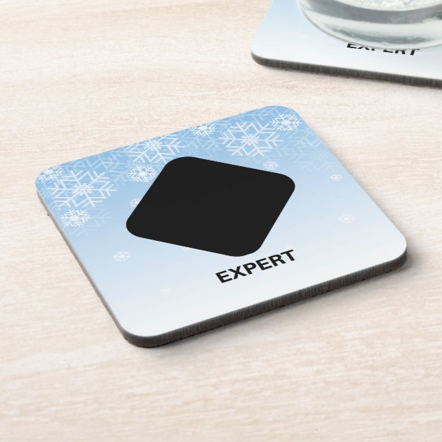 Expert Skier Black Diamond Trail Sign Beverage Coaster (Left Side)