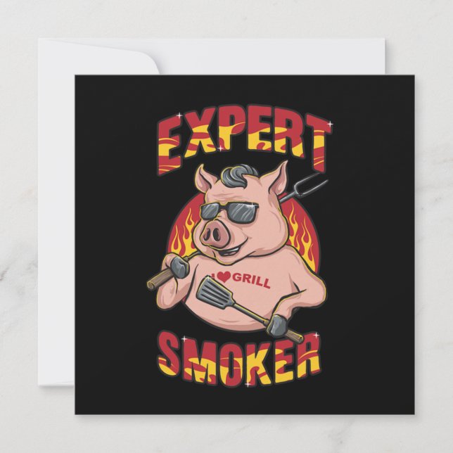 Expert Smoker Barbecue Party Its Grill Time Invitation (Front)