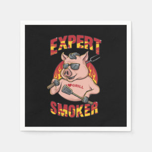 Expert Smoker Barbecue Party Its Grill Time Napkins