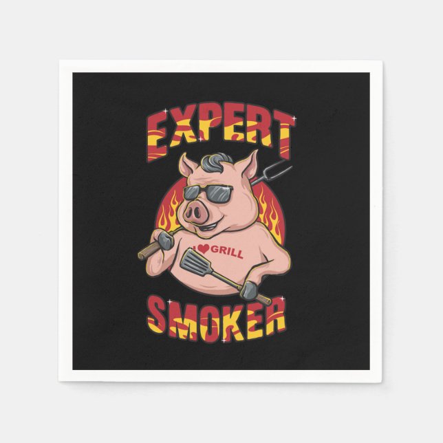 Expert Smoker Barbecue Party Its Grill Time Napkins (Front)