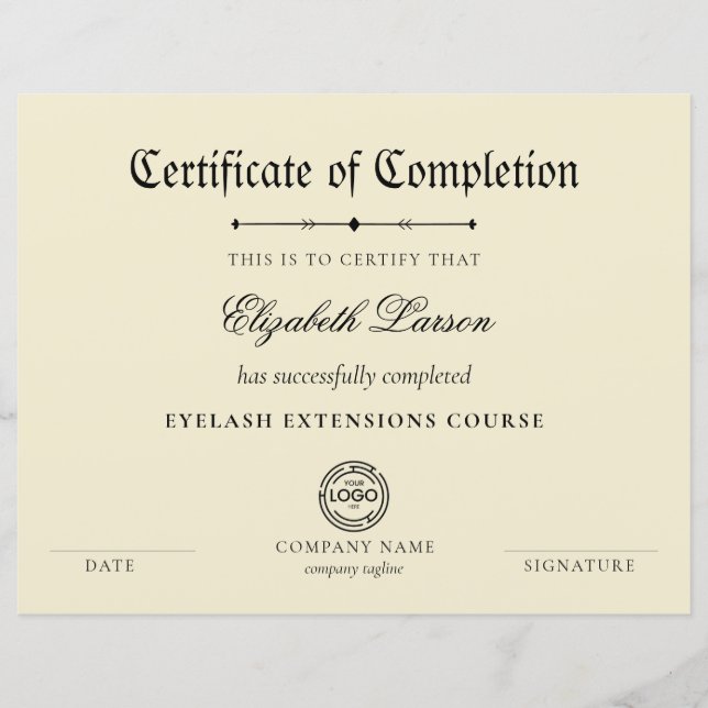 Expertise Attained Certificate of Completion (Front)