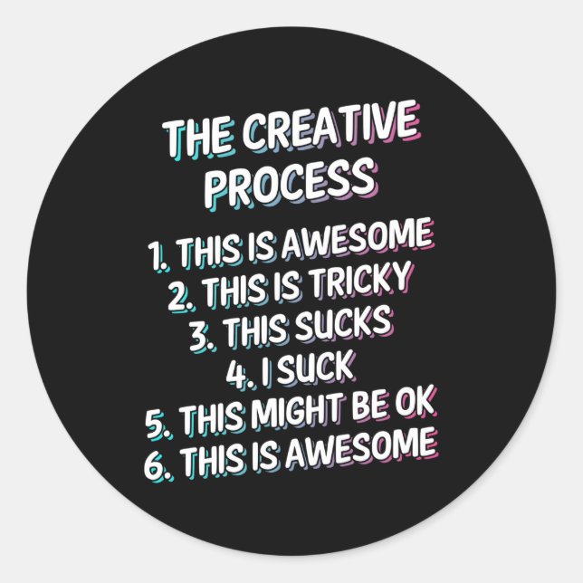 Explanation About The Creative Process Classic Round Sticker (Front)