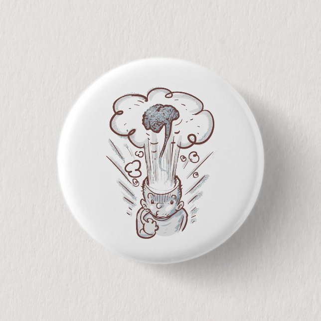 explode brain funny cartoon button (Front)