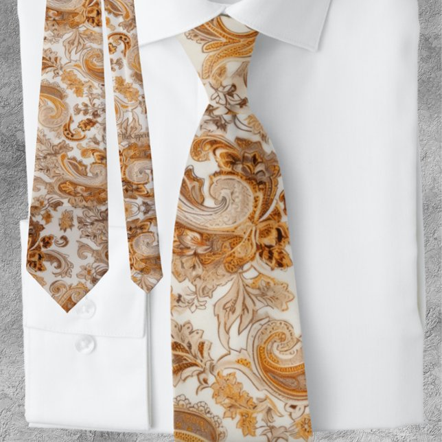 Exploded Paisley Pattern Floral Peach  Neck Tie (Creator Uploaded)